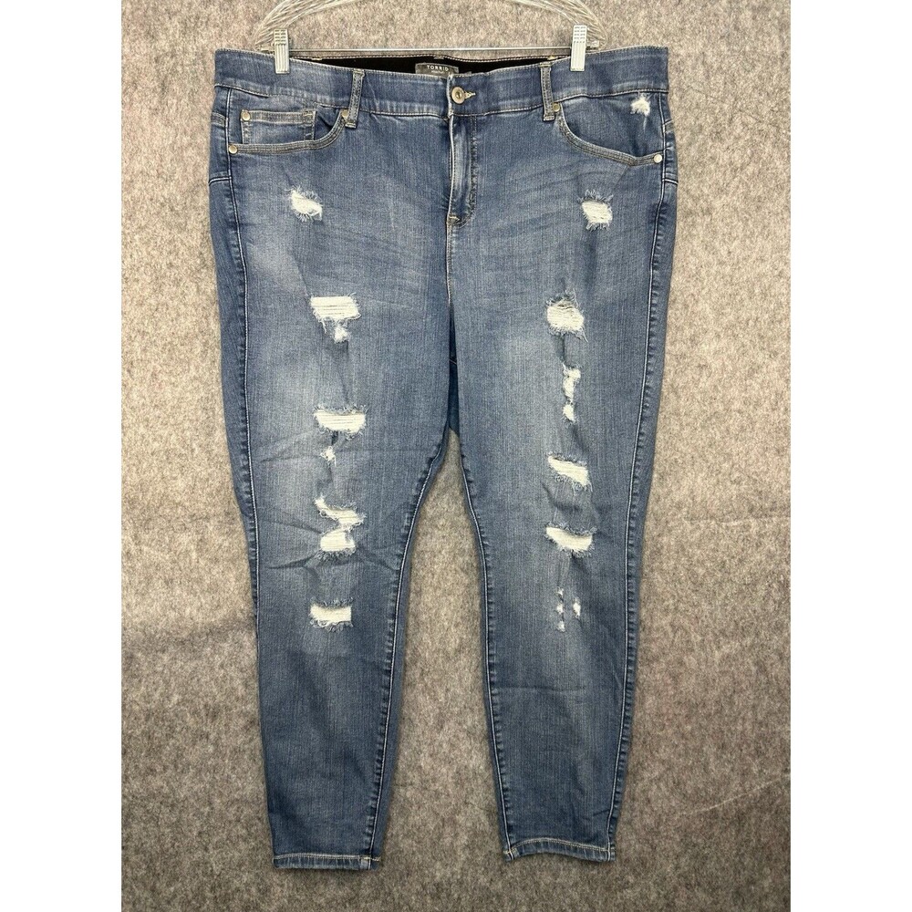 Torrid Women's 24R Premium Stretch Bombshell Skinny Ankle Denim Jeans Distressed